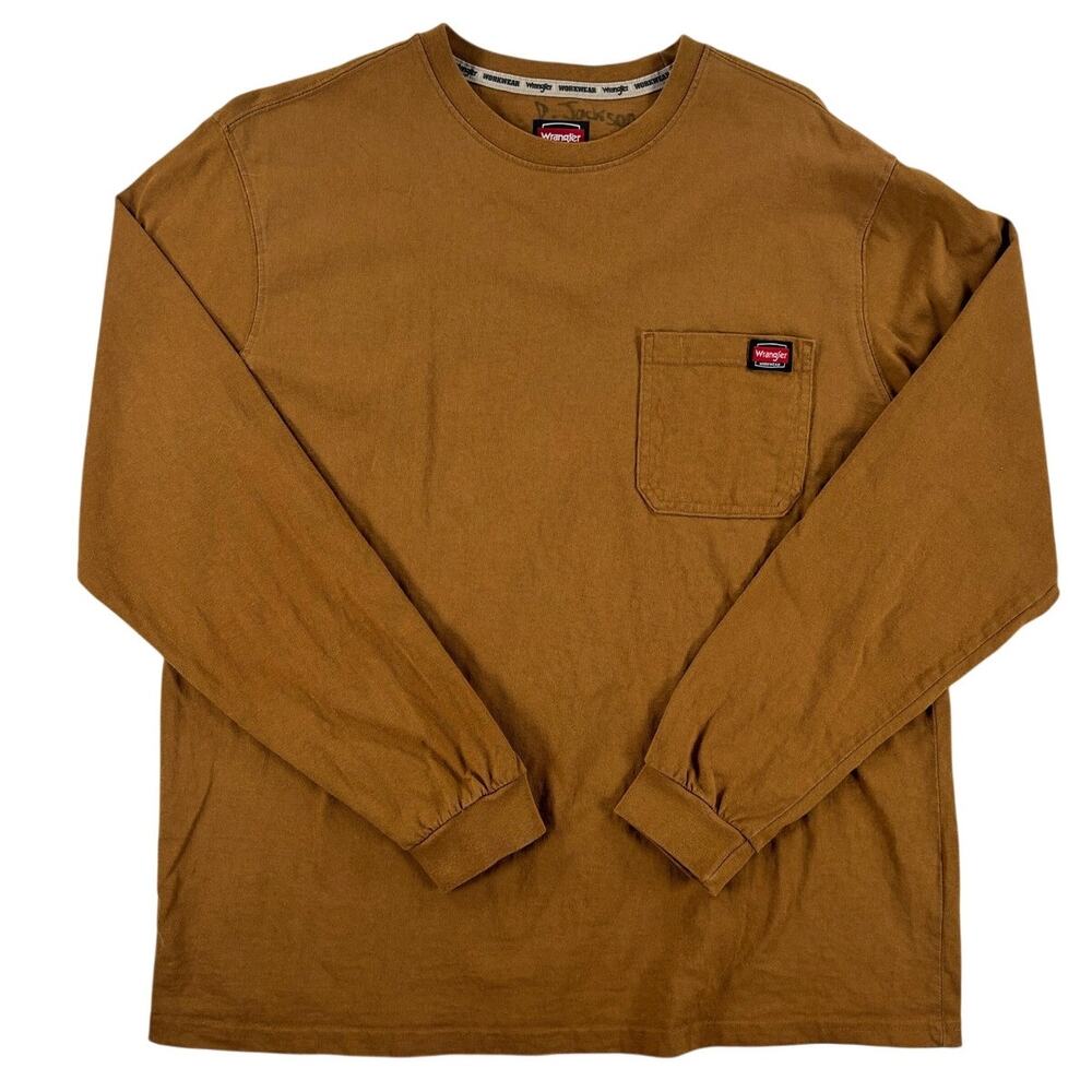 Wrangler Workwear Mens Long Sleeve T-Shirt - Brown - Large ( 42-44)